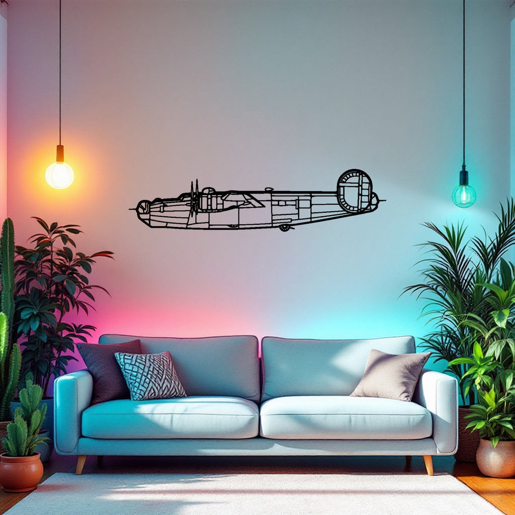 B-24J Liberator Airplane Silhouette Metal Wall Art, Metal Aircraft Silhouette, Aviation Wall Decor, Aviator Decor