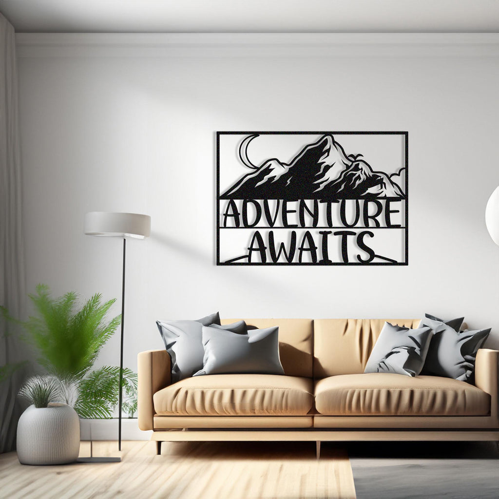 Adventure Awaits Metal Wall Decor, Adventure Frame Metal Wall Decor, indoor Outdoor Decor