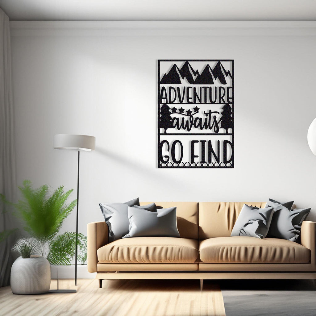 Adventure Awaits Metal Wall Decor, Adventure Frame Metal Wall Decor, indoor Outdoor Decor