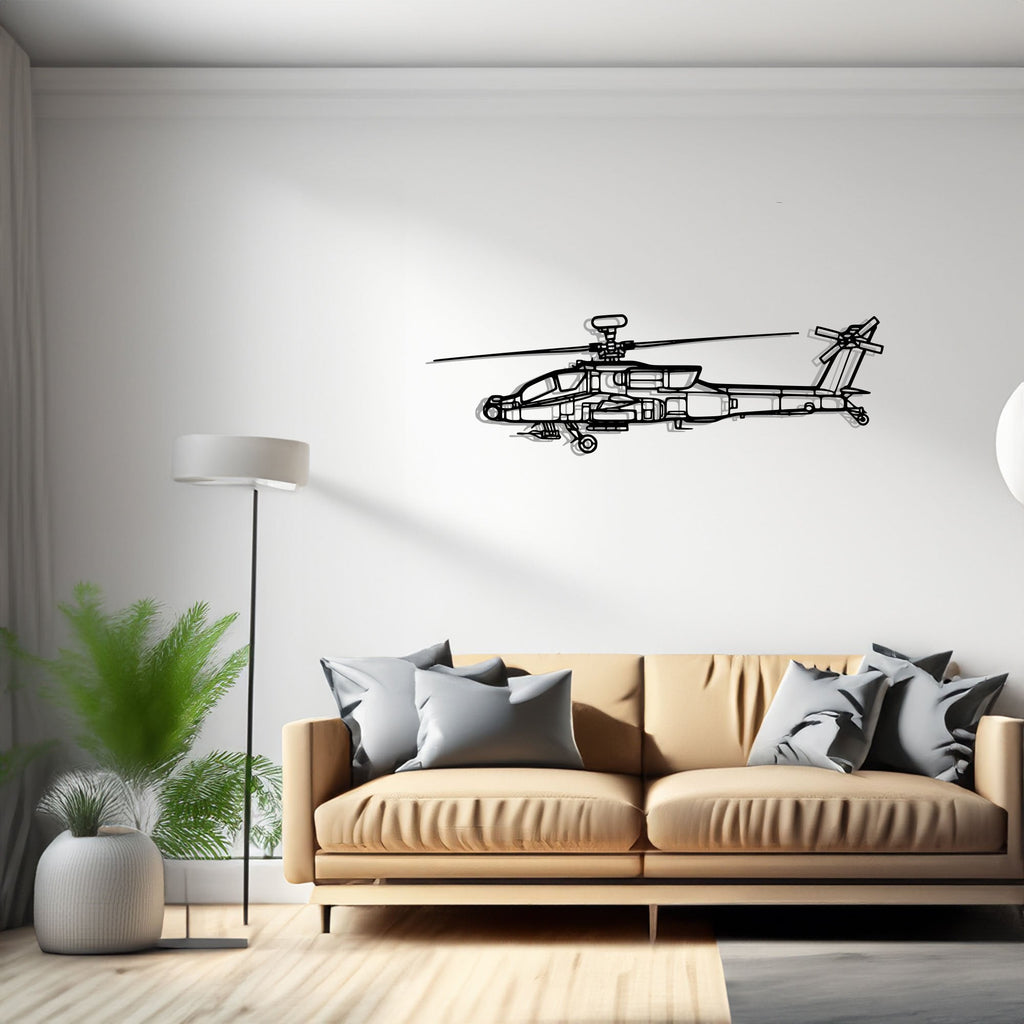 AH-64D Apache Helicopter Silhouette Metal Wall Art Decor