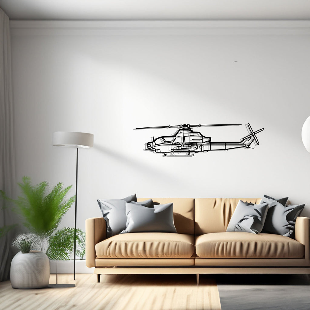 AH-1Z  Helicopter Silhouette Metal Wall Art Decor