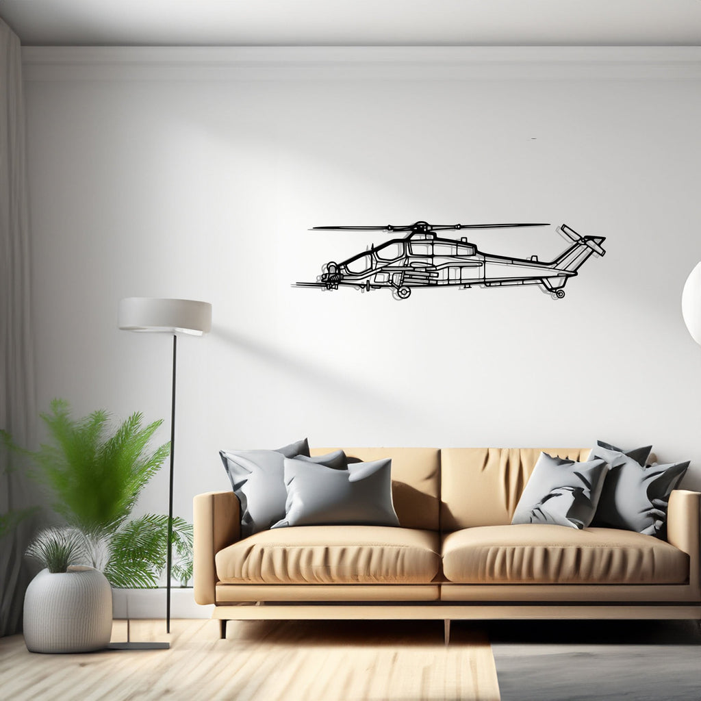 A129D Mangusta Helicopter Silhouette Metal Wall Art Decor