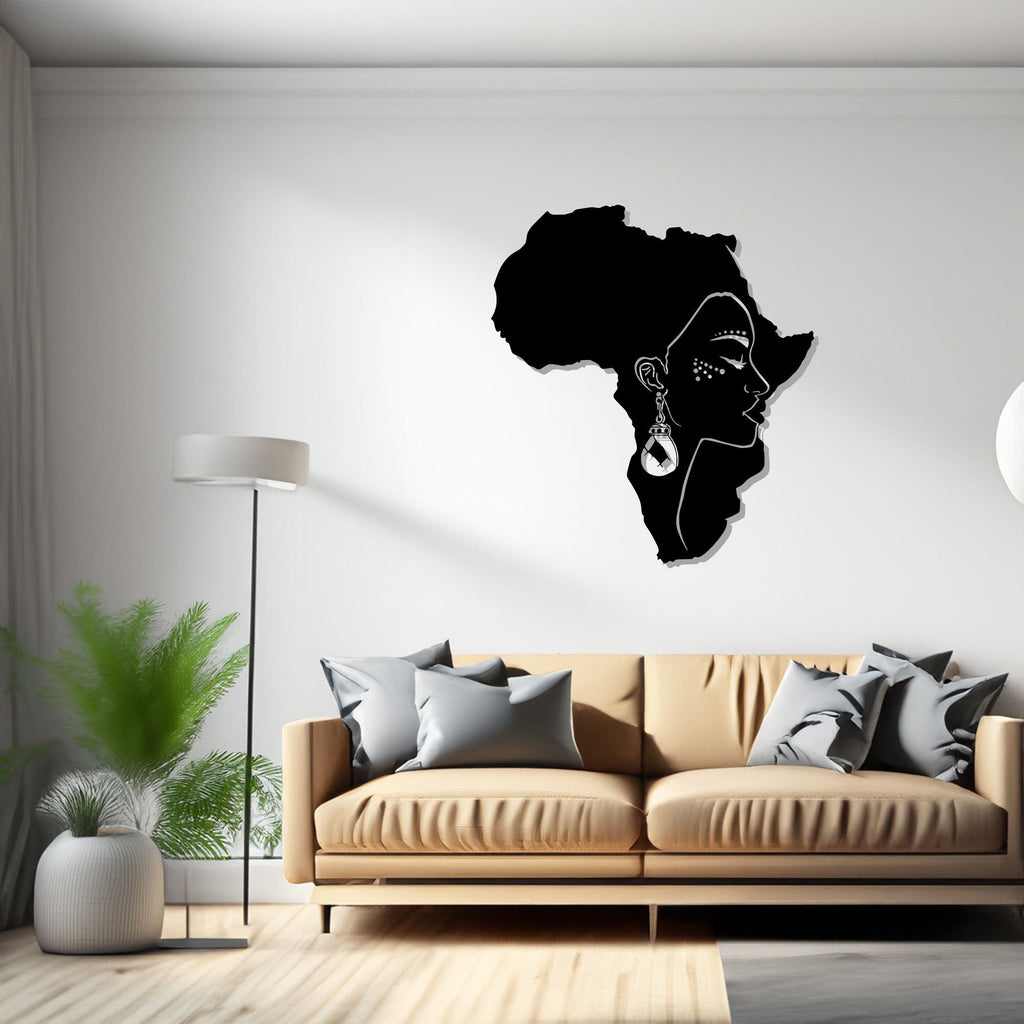 Africa Woman Metal Wall Art Black Girls  Sign Decoration For Room Africa Woman MetalBlack Queen Africa Map Decor