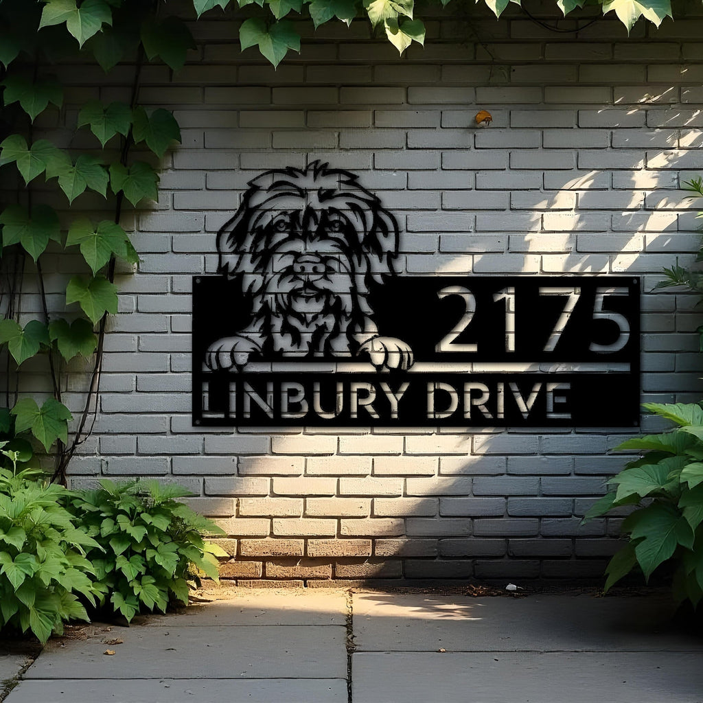 Custom Metal Wirehaired pointing griffon dog Metal Address Sign House number Hanging Address Plaque Yard Sign Outdoor decor