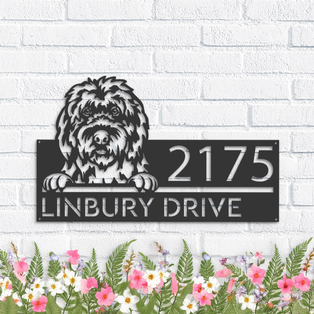 Custom Metal Old English Sheepdog Cute puppy Metal Address Sign House number Hanging Address Plaque Yard Sign Outdoor decor