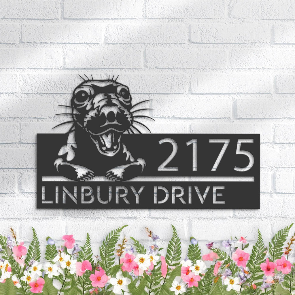 Custom Metal Peeking Seal Wild animal wildlife Metal Address Sign, House number, Outdoor Number Signage, Yard Sign Address Plate