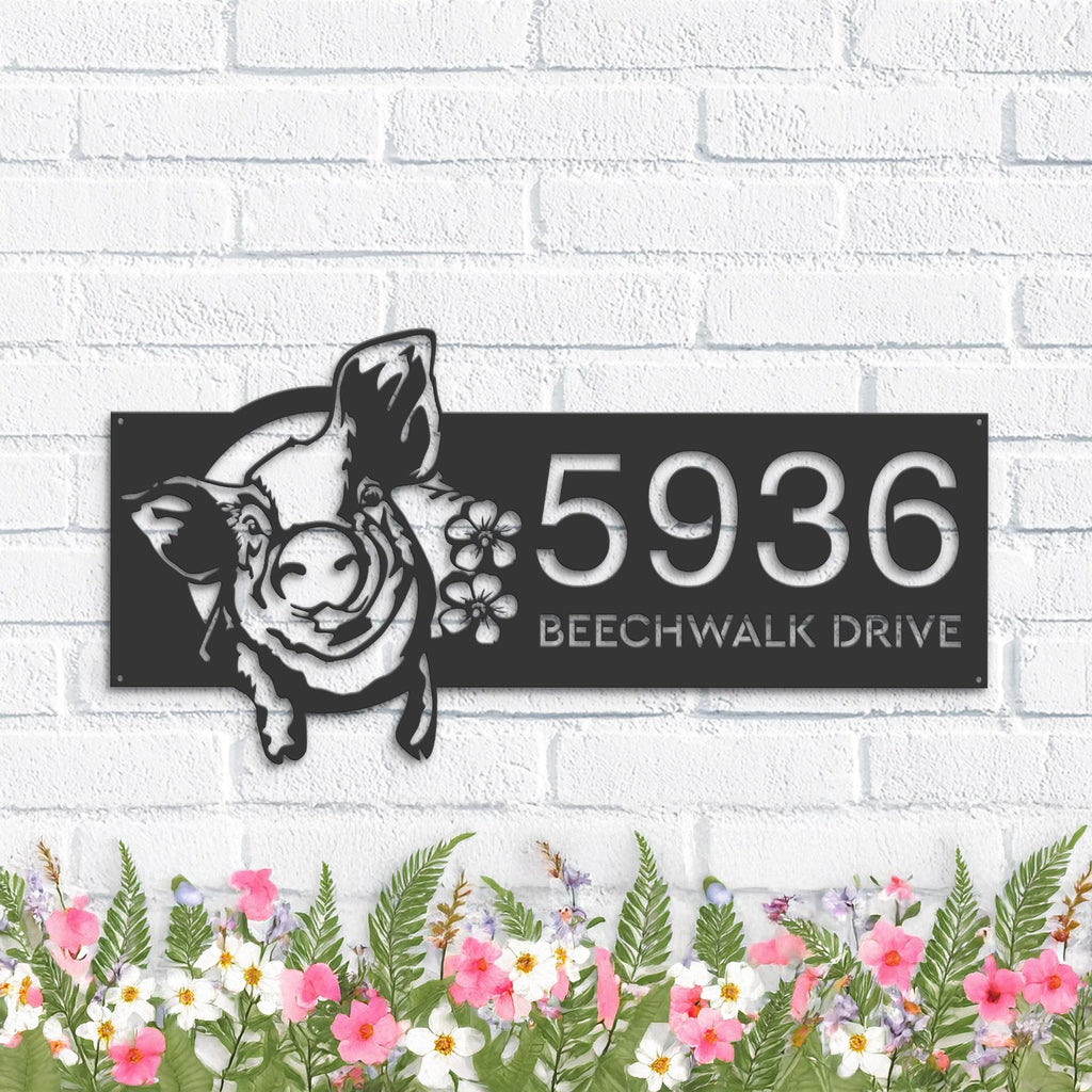 Custom Metal Pig Farm house animal ranch Metal Address Sign House number Hanging Address Plaque Yard Sign Outdoor decor