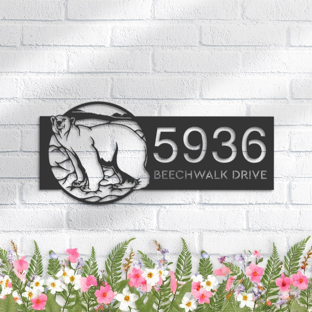 Custom Metal Polar Bear Wild animal wildlife Metal Address Sign, House number, Outdoor Number Signage, Yard Sign Address Plate