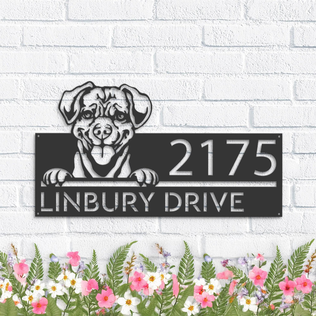 Custom Metal Puggle Dog Cute puppy Metal Address Sign House number Hanging Address Plaque Yard Sign Outdoor decor