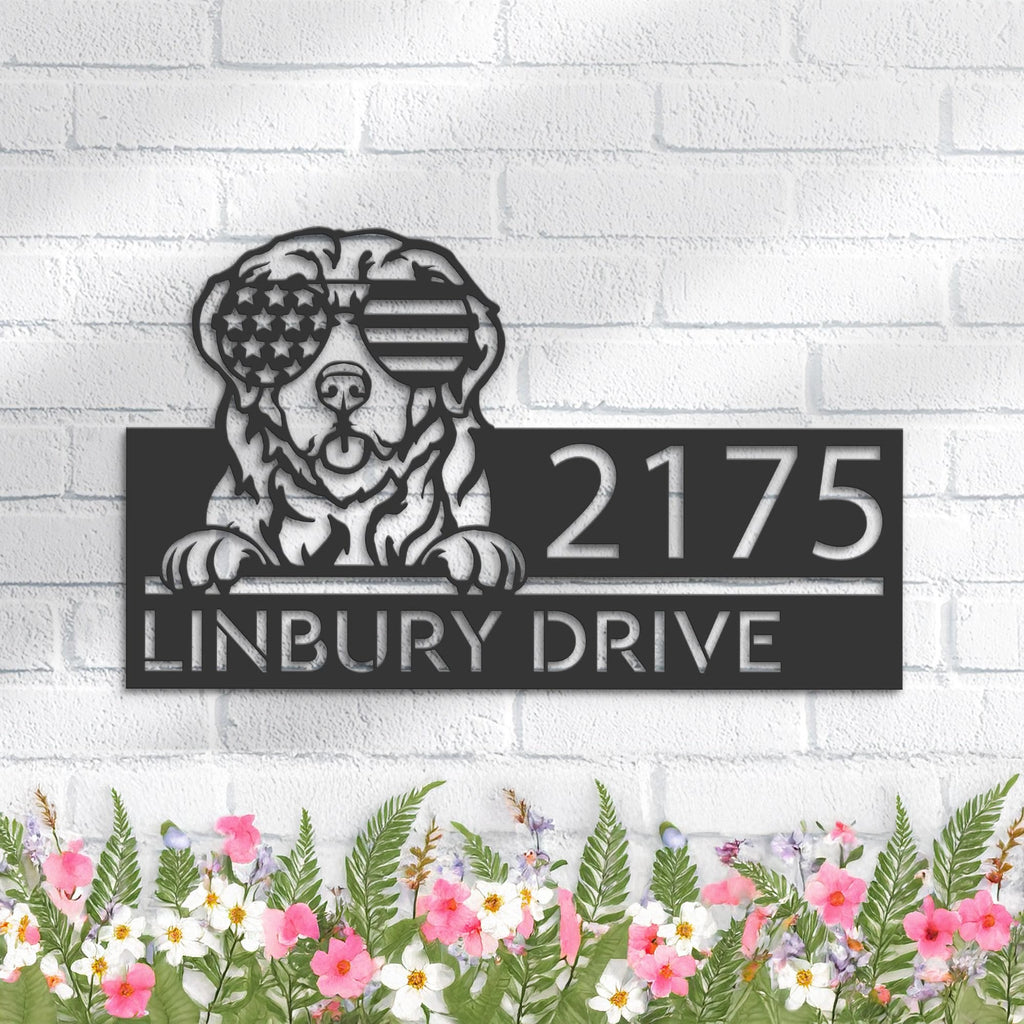 Custom Metal Pyrenean Mountain Dog Cute puppy Metal Address Sign House number Hanging Address Plaque Yard Sign Outdoor decor