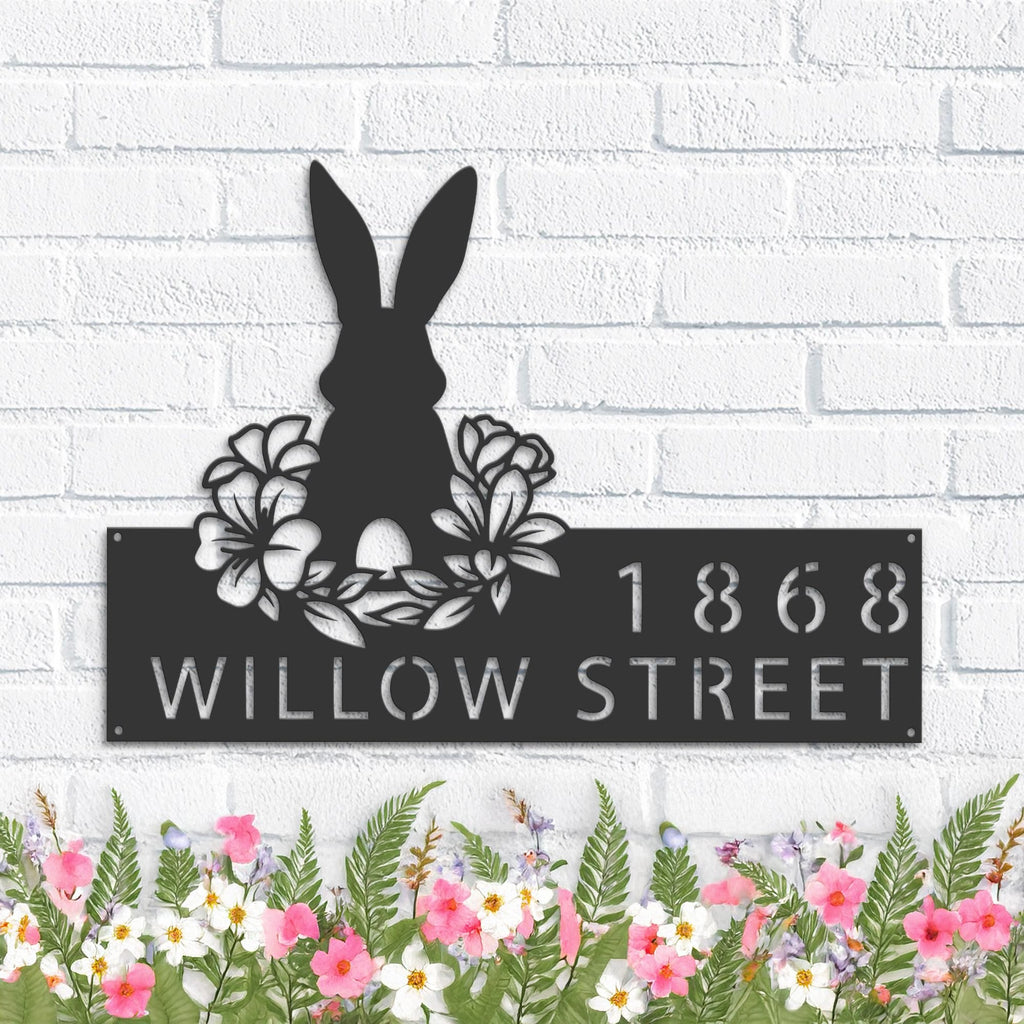 Custom Metal Rabbit Easter egg Bunny Metal Address Sign, House number, Outdoor Number Signage, Yard Sign Address Plate