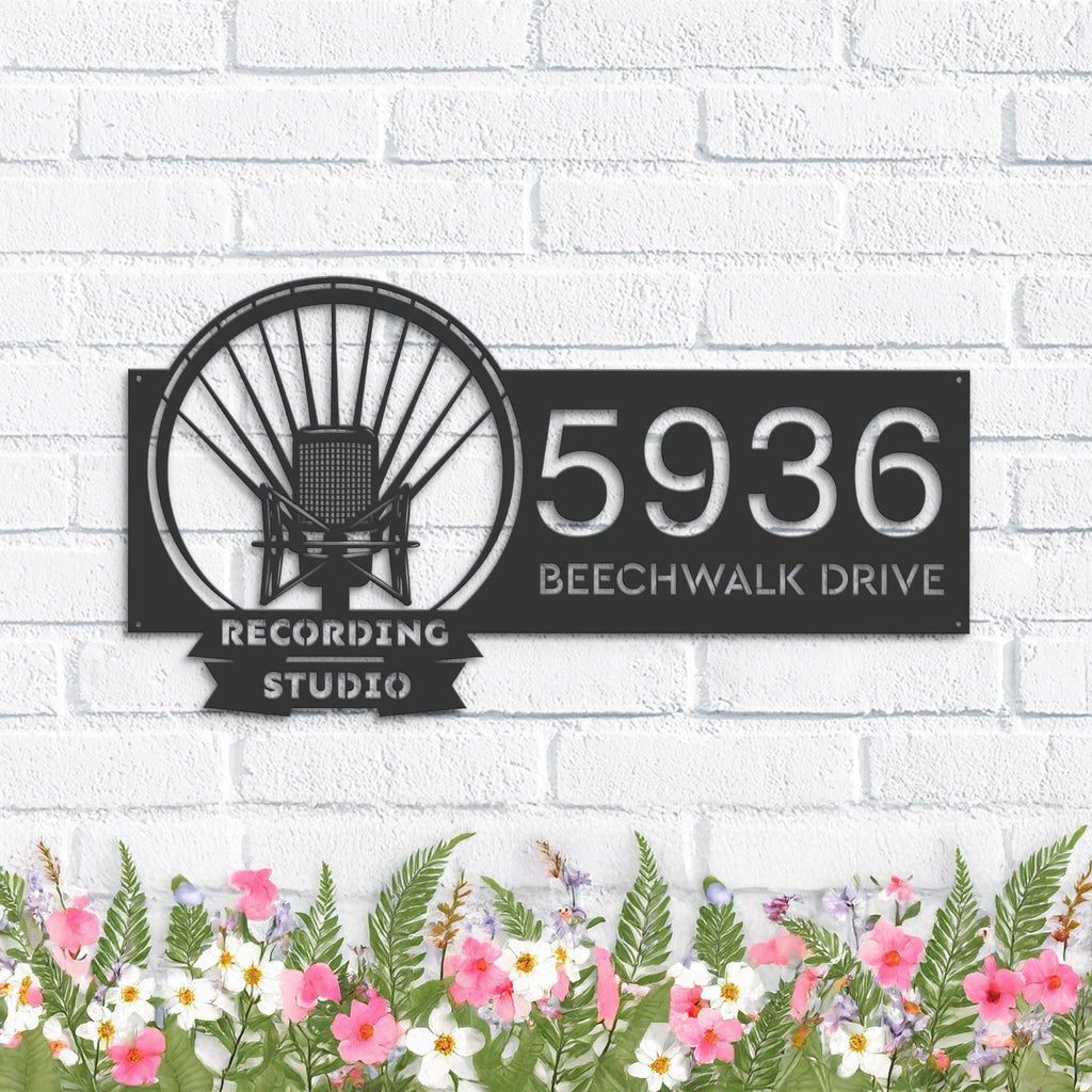 Custom Metal Record player Recording studio logo Metal Address Sign, House number, Outdoor Number Signage, Yard Sign Address Plate