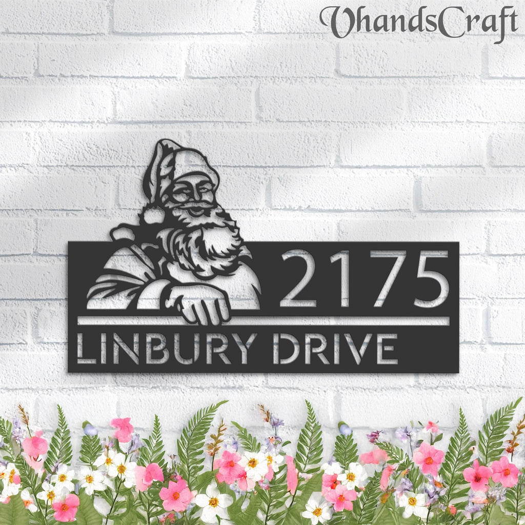 Custom Metal Santa Claus Metal Address Sign, House number, Outdoor Number Signage, Yard Sign Address Plate