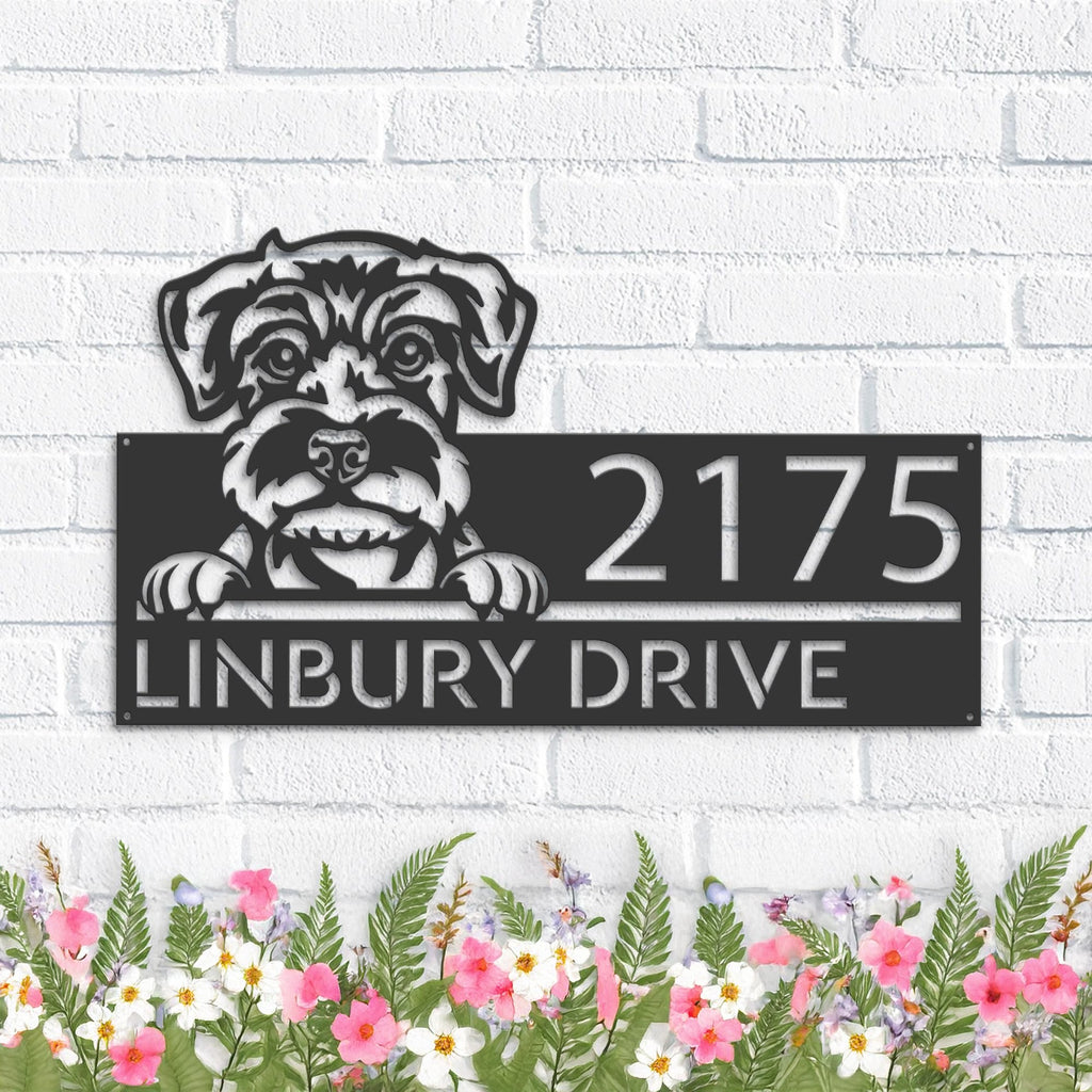 Custom Metal Schnauzer Dog Cute puppy Metal Address Sign House number Hanging Address Plaque Yard Sign Outdoor decor