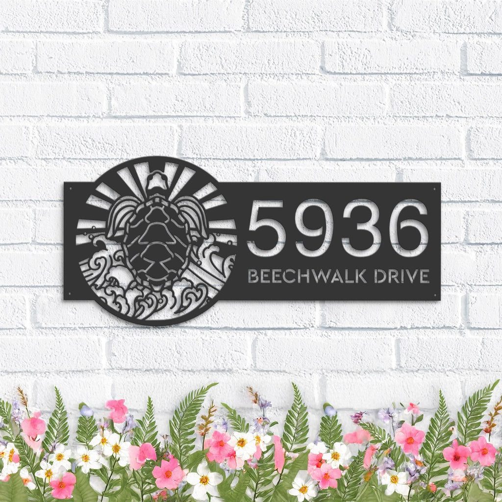 Custom Metal Sea Turtle Metal Address Sign, House number, Outdoor Number Signage, Yard Sign Address Plate