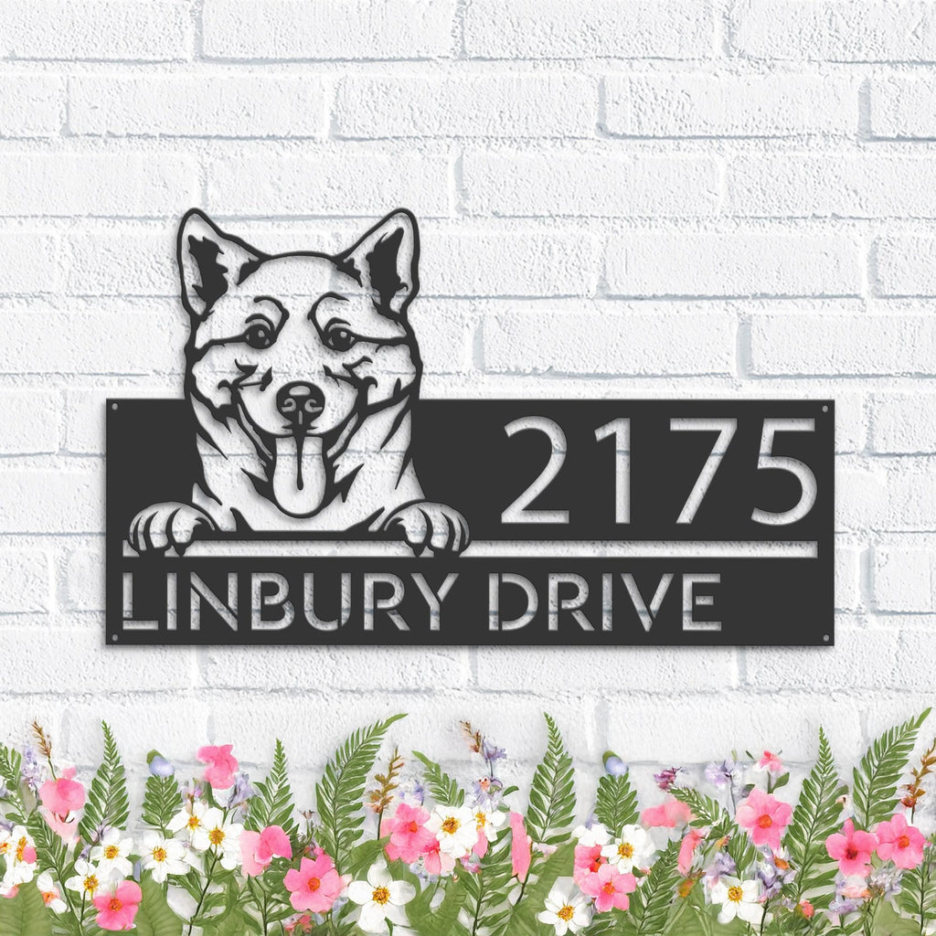 Custom Metal Shiba Inu Dog Cute puppy Metal Address Sign House number Hanging Address Plaque Yard Sign Outdoor decor