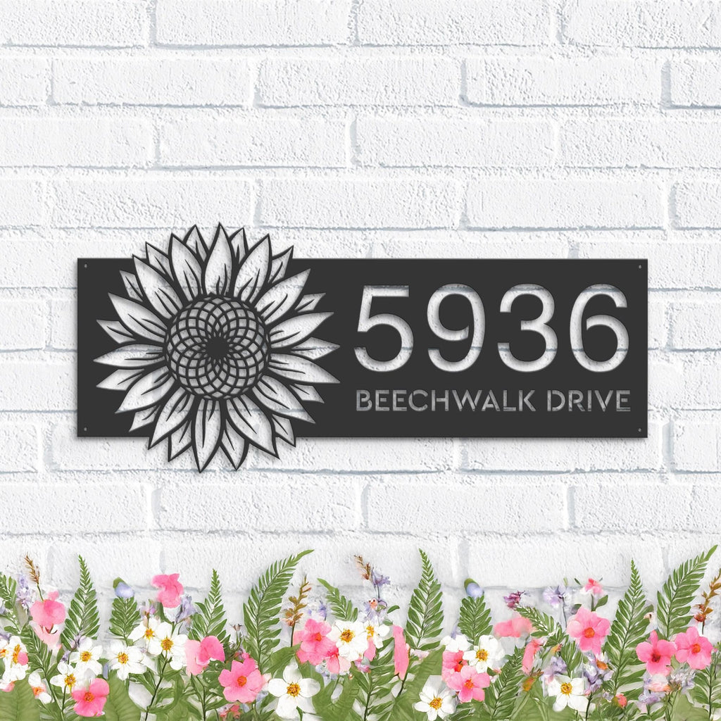 Custom Metal Sunflower Metal Address Sign, House number, Outdoor Number Signage, Yard Sign Address Plate