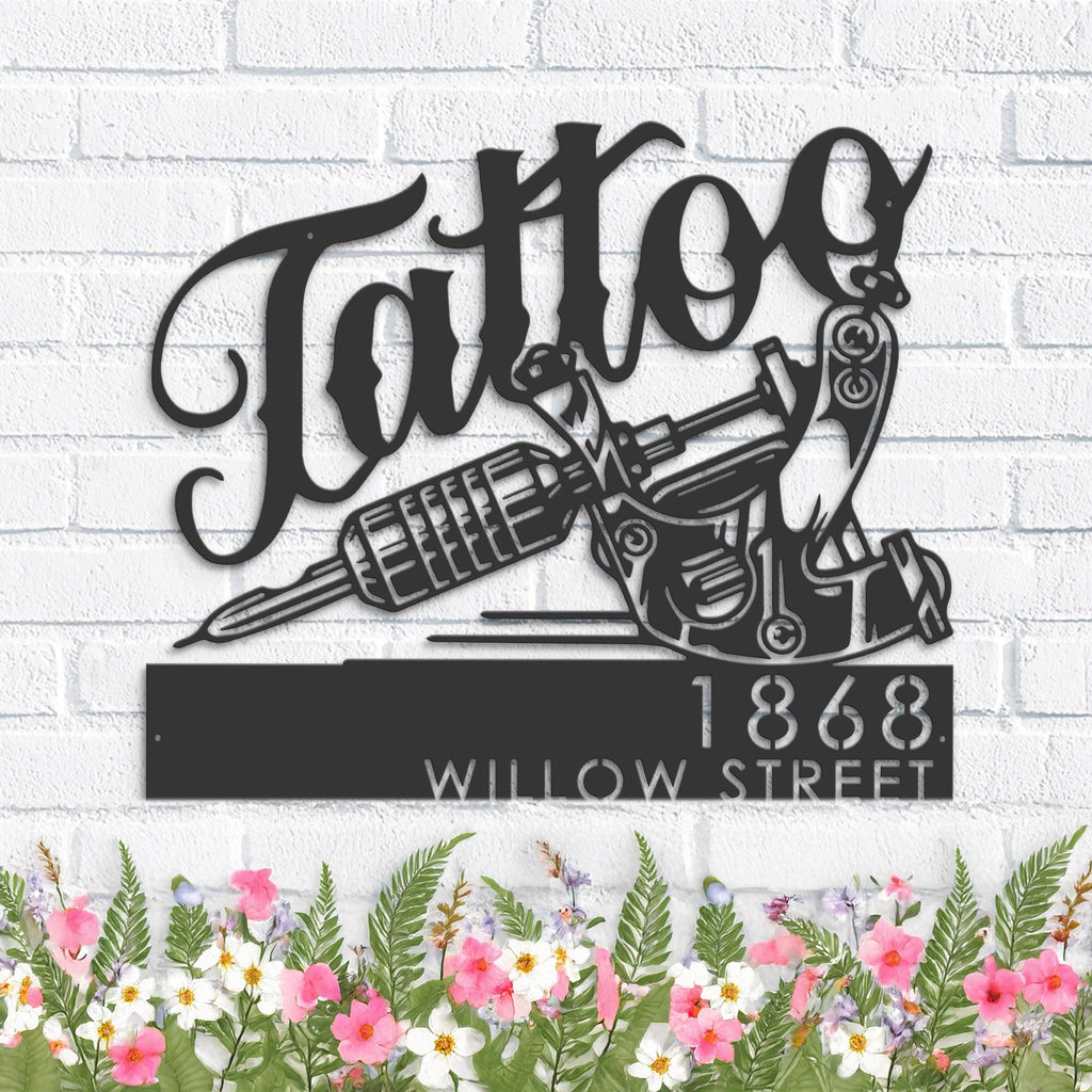 Custom Metal Tattoo studio Tattoo Artist Metal Address Sign, House number, Outdoor Number Signage, Yard Sign Address Plate