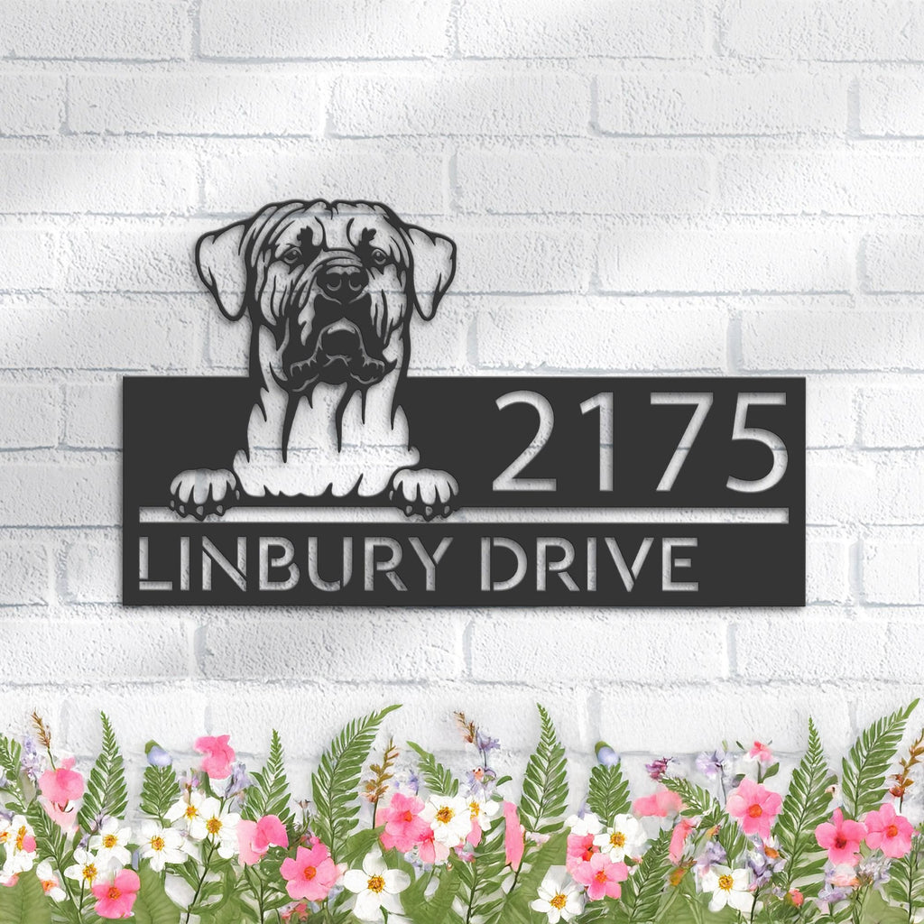 Custom Metal Tosa inu dog Puppy Metal Address Sign House number Hanging Address Plaque Yard Sign Outdoor decor