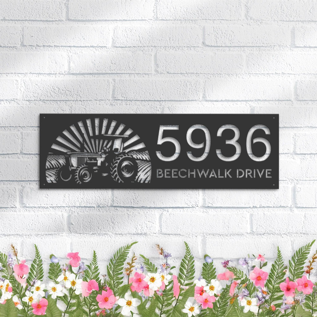 Custom Metal Tractor farm Metal Address Sign, House number, Outdoor Number Signage, Yard Sign Address Plate