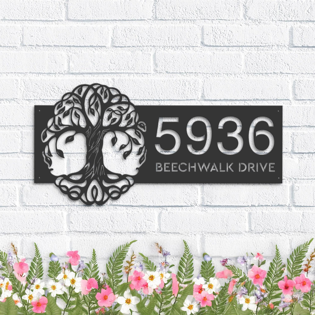 Custom Metal tree of life Metal Address Sign, House number, Outdoor Number Signage, Yard Sign Address Plate