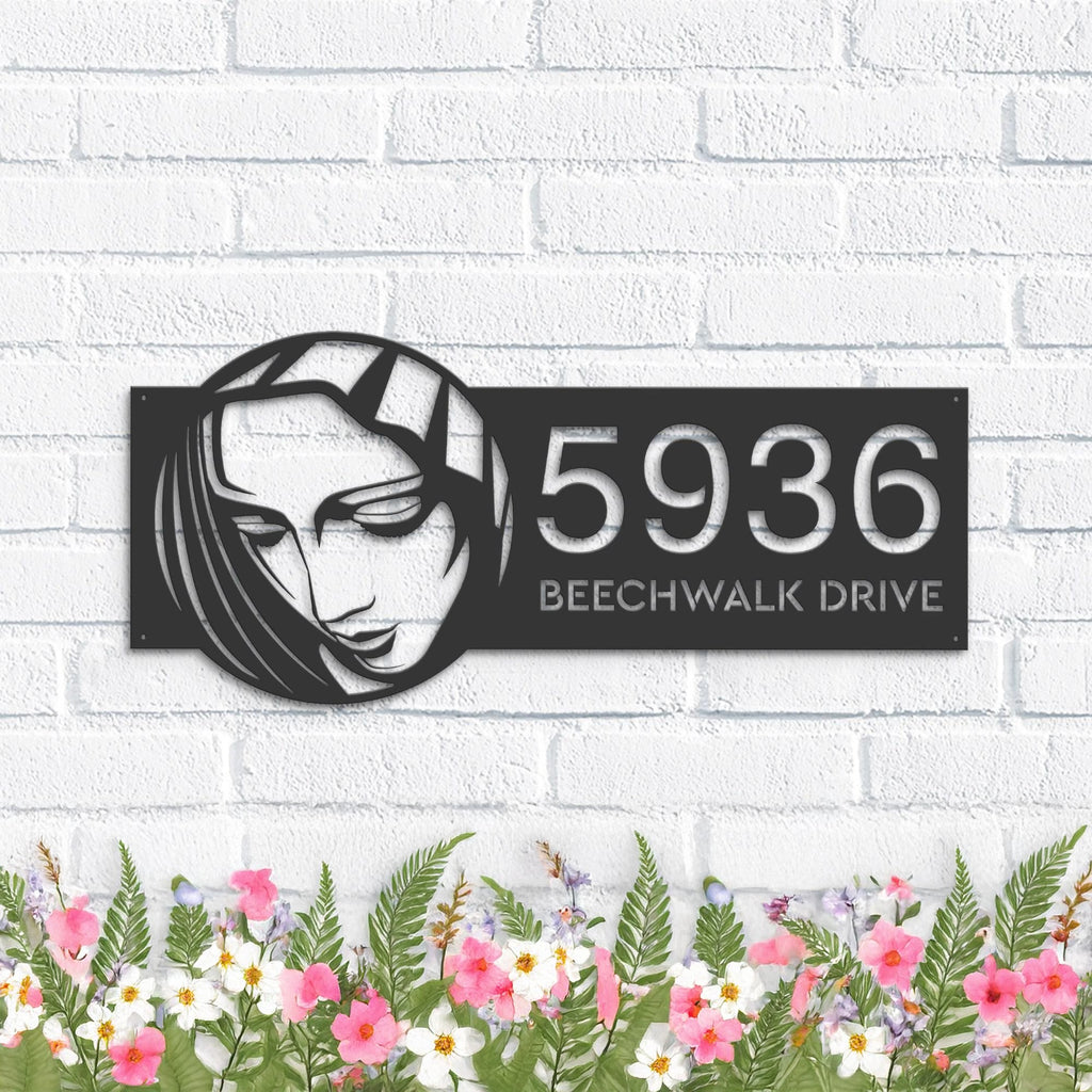 Custom Metal Virgin Mary Christian Metal Address Sign, House number, Outdoor Number Signage, Yard Sign Address Plate