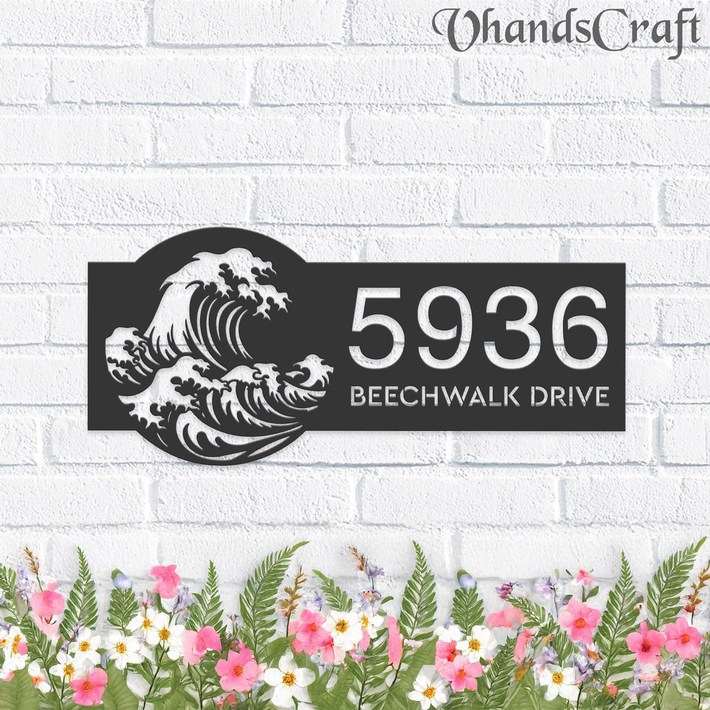 Custom Metal Wave Metal Address Sign, House number, Outdoor Number Signage, Yard Sign Address Plate