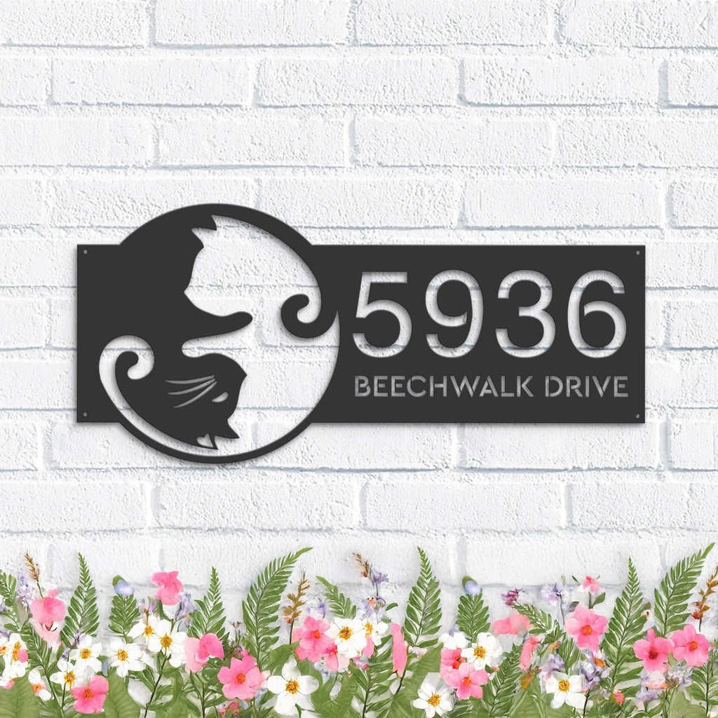 Custom Metal Yin Yang cat cute kitten pet Metal Address Sign, House number, Outdoor Number Signage, Yard Sign Address Plate