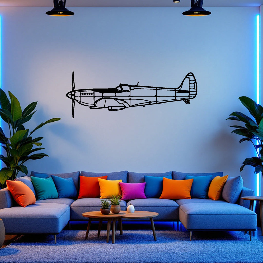 Spitfire Mk. IX Airplane Silhouette Metal Wall Art, Metal Aircraft Silhouette, Aviation Wall Decor, Aviator Decor