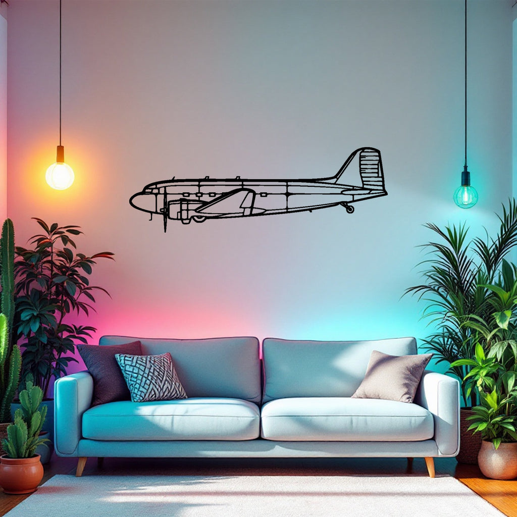 DC-3C Airplane Silhouette Metal Wall Art, Metal Aircraft Silhouette, Aviation Wall Decor, Aviator Decor