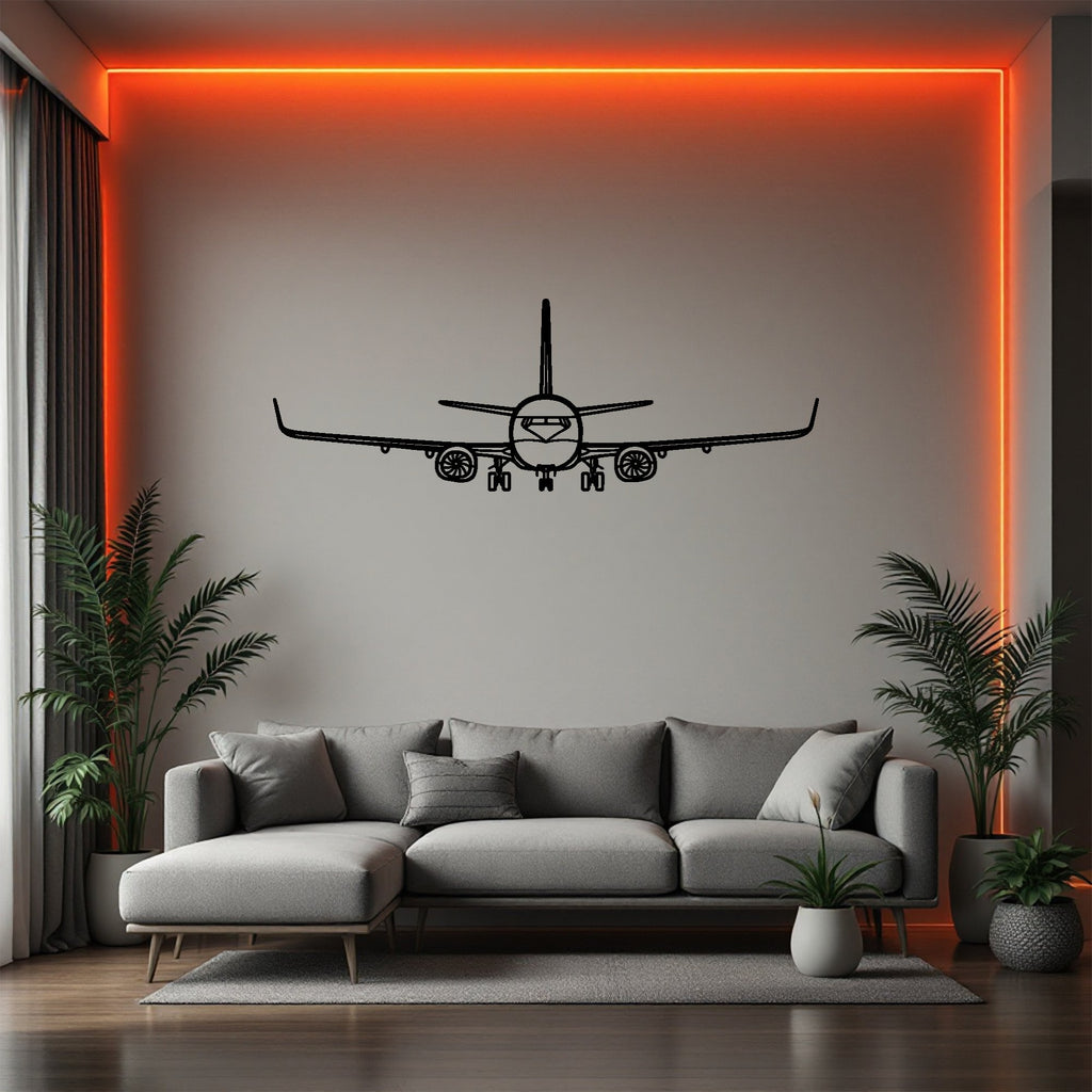 737-800NG Front Airplane Silhouette Metal Wall Art, Metal Aircraft Silhouette, Aviation Wall Decor, Aviator Decor