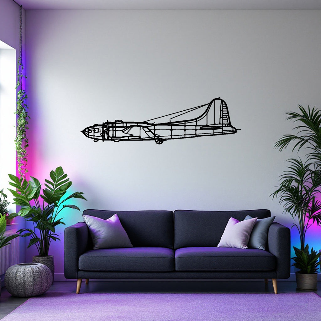 B-17 Airplane Silhouette Metal Wall Art, Metal Aircraft Silhouette, Aviation Wall Decor, Aviator Decor