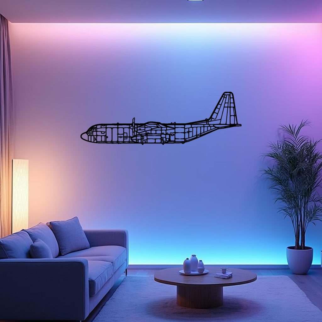 C-130 Flugzeug Silhouette Metall WandKunst Dekor