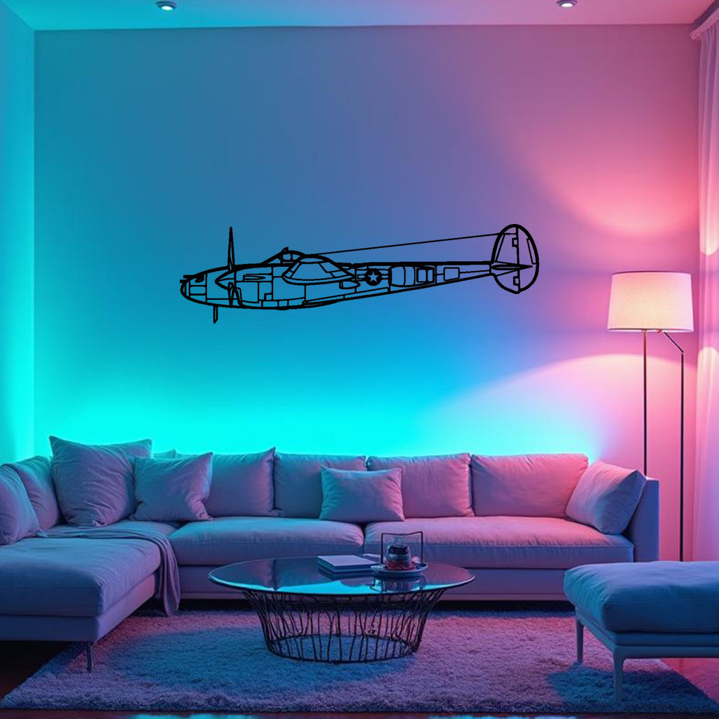 P-38L Lightning 1945 Airplane Silhouette Metal Wall Art, Metal Aircraft Silhouette, Aviation Wall Decor, Aviator Decor