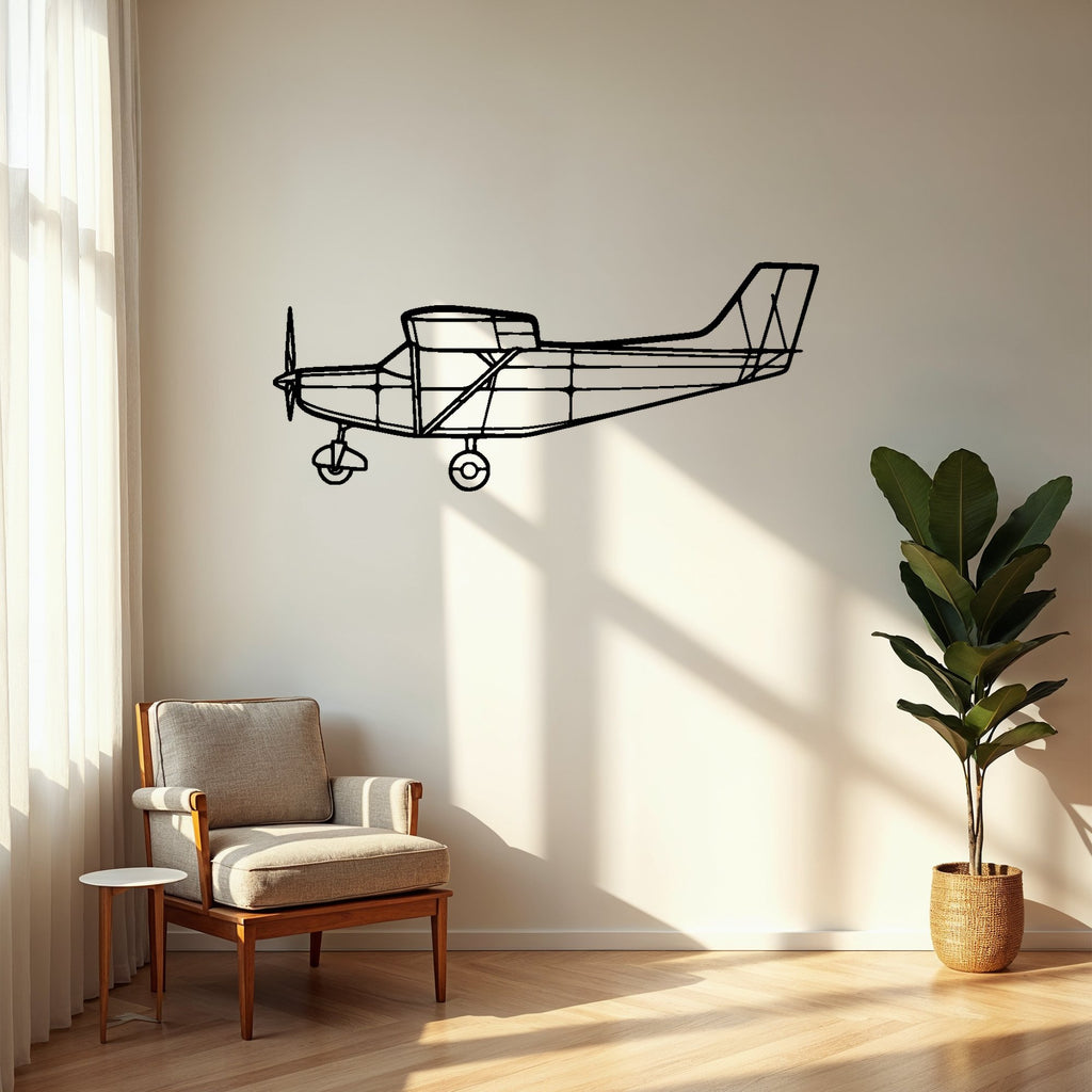 Silueta de avión de bricolaje con puente, decoración de pared de metal