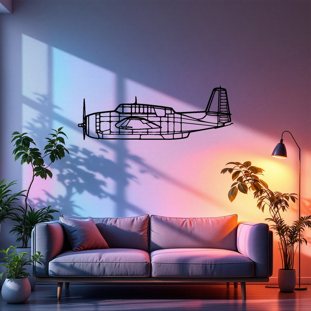 TBM-3N Airplane Silhouette Metal Wall Art, Metal Aircraft Silhouette, Aviation Wall Decor, Aviator Decor