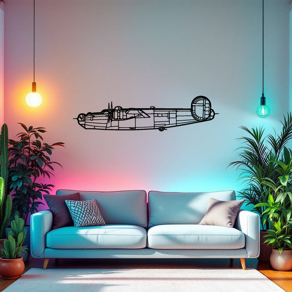 B-24J Liberator Airplane Silhouette Metal Wall Art, Metal Aircraft Silhouette, Aviation Wall Decor, Aviator Decor