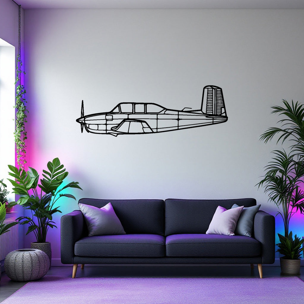 T-34A Mentor Airplane Silhouette Metal Wall Art, Metal Aircraft Silhouette, Aviation Wall Decor, Aviator Decor