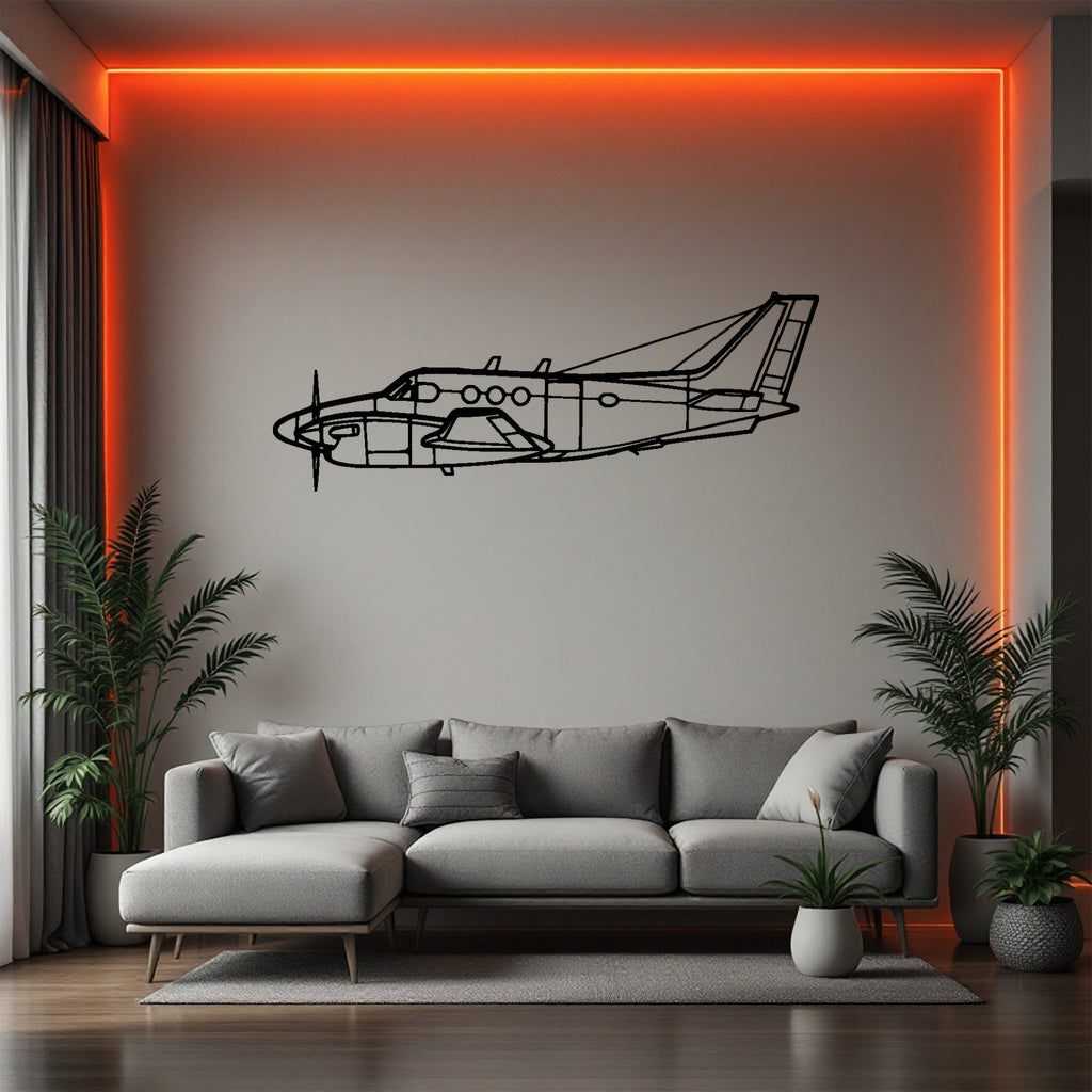 King Air C90A Airplane Silhouette Metal Wall Art, Metal Aircraft Silhouette, Aviation Wall Decor, Aviator Decor