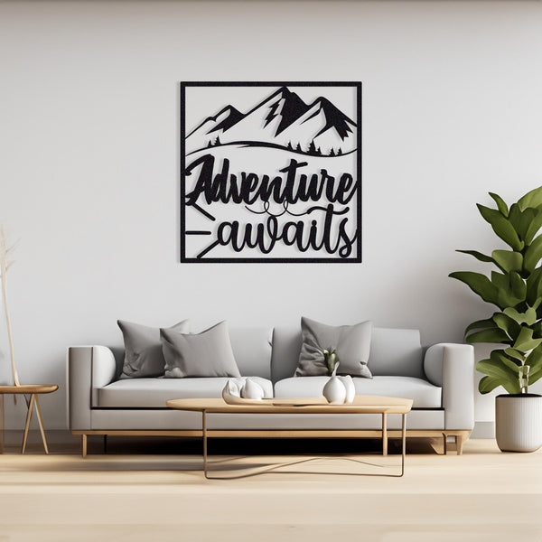 Adventure Awaits Metal Wall Decor, Adventure Frame Metal Wall Decor, indoor Outdoor Decor