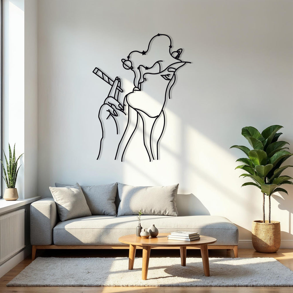 Dream Girl Metal Wall Decor, Line Art Girl Metal Wall Decor, indoor Outdoor Decor