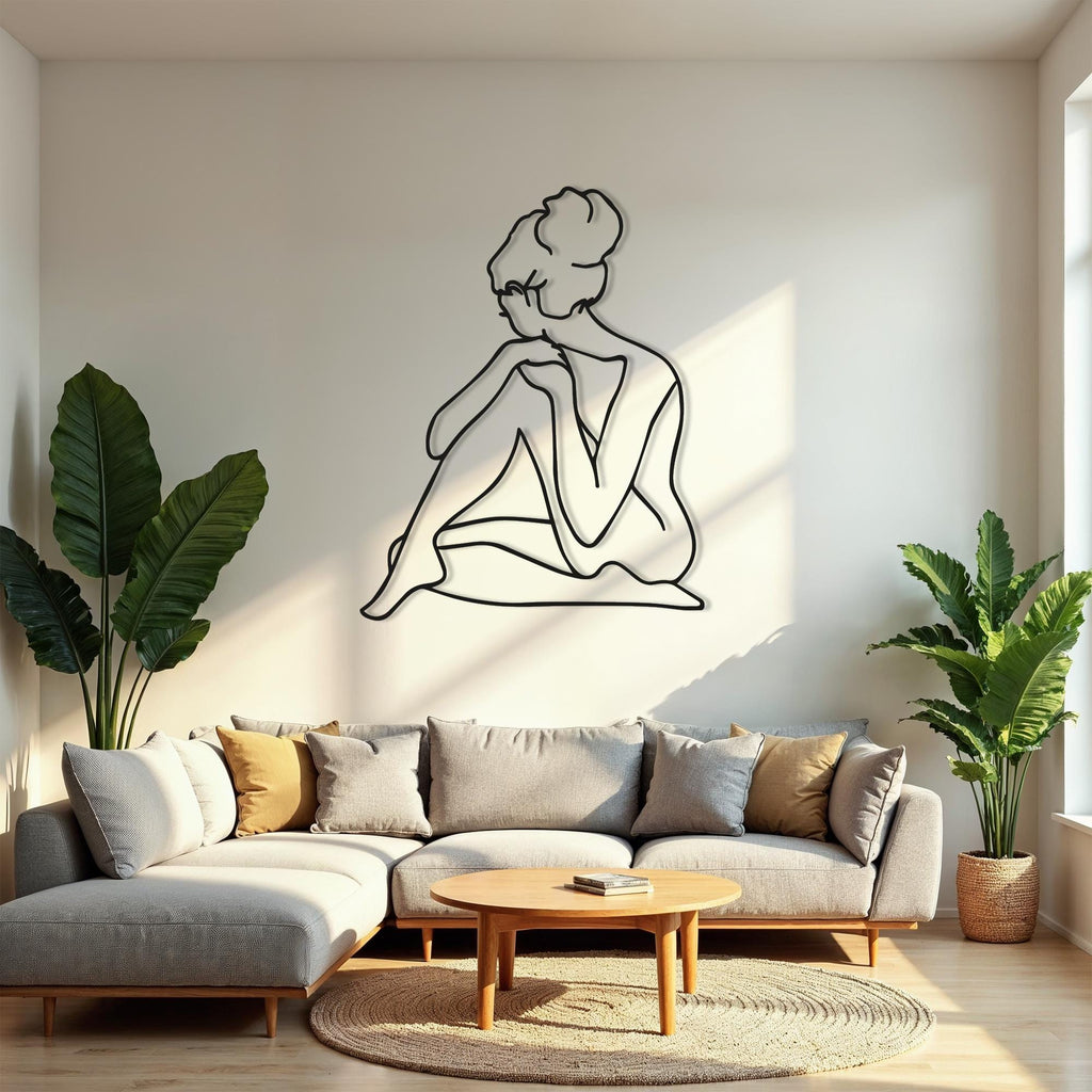 Lineart Woman Back Metal Wall Decor, Line Art Metal Wall Decor, indoor Outdoor Decor