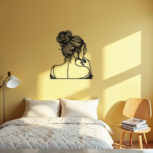 Girl Lineart Metal Wall Decor, Line Art Girl Back Metal Wall Decor, indoor Outdoor Decor