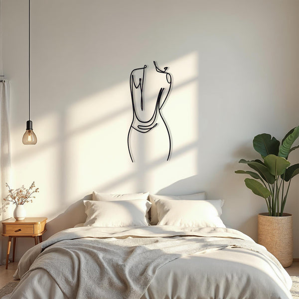 Female Back Lineart Metal Wall Decor, Line Art Girl Back Metal Wall Decor, indoor Outdoor Decor