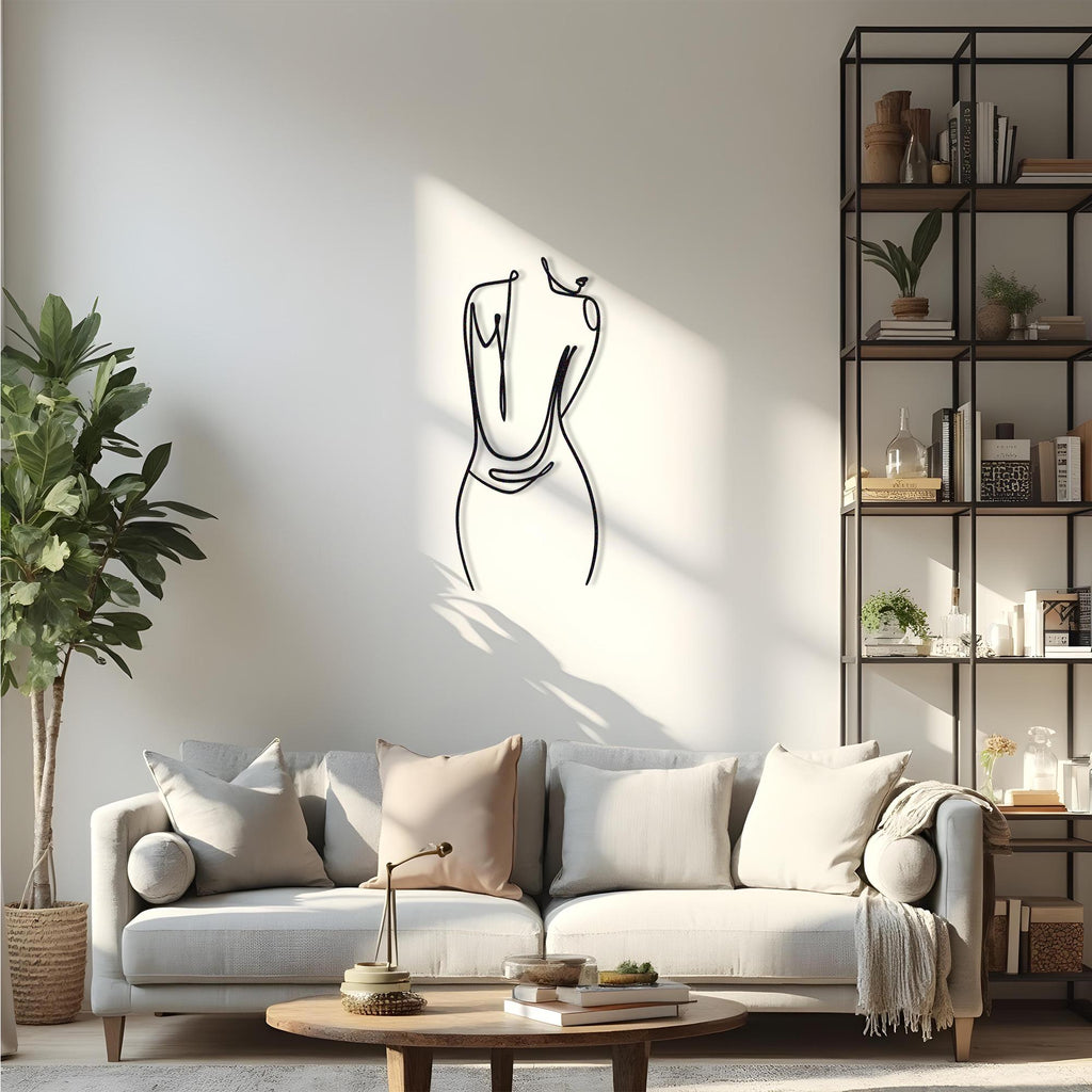 Female Back Lineart Metal Wall Decor, Line Art Girl Back Metal Wall Decor, indoor Outdoor Decor