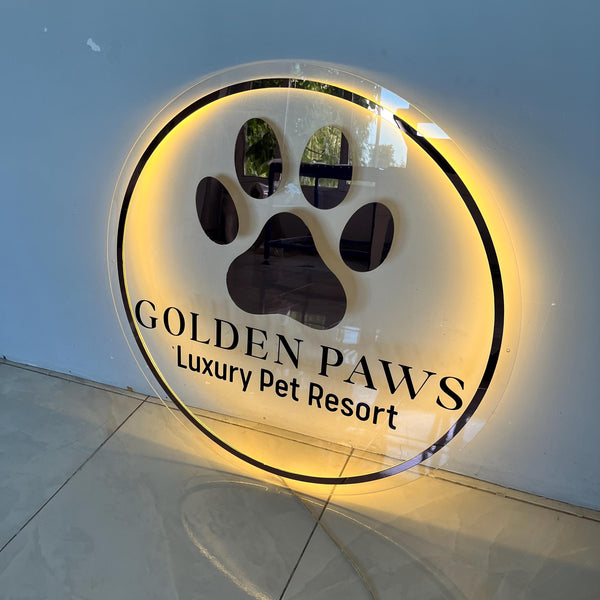 Custom Neon Sign For Business Decor | Acrylic Gold Mirror |