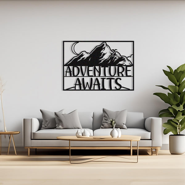 Adventure Awaits Metal Wall Decor, Adventure Frame Metal Wall Decor, indoor Outdoor Decor