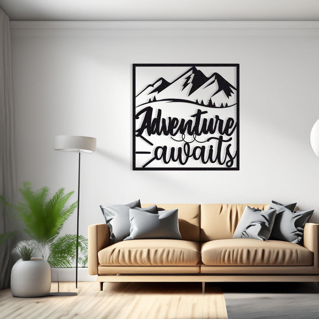 Adventure Awaits Metal Wall Decor, Adventure Frame Metal Wall Decor, indoor Outdoor Decor