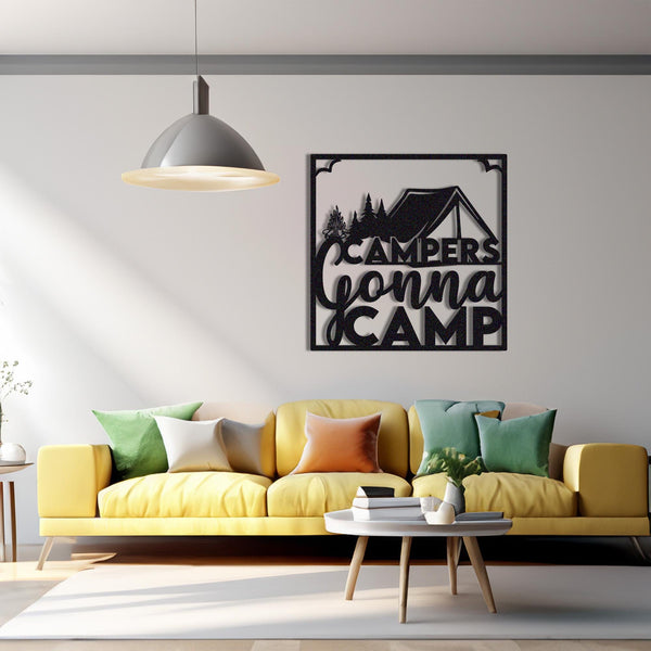 Campers Gonna Camp Metal Wall Decor, Adventure Frame Metal Wall Decor, indoor Outdoor Decor