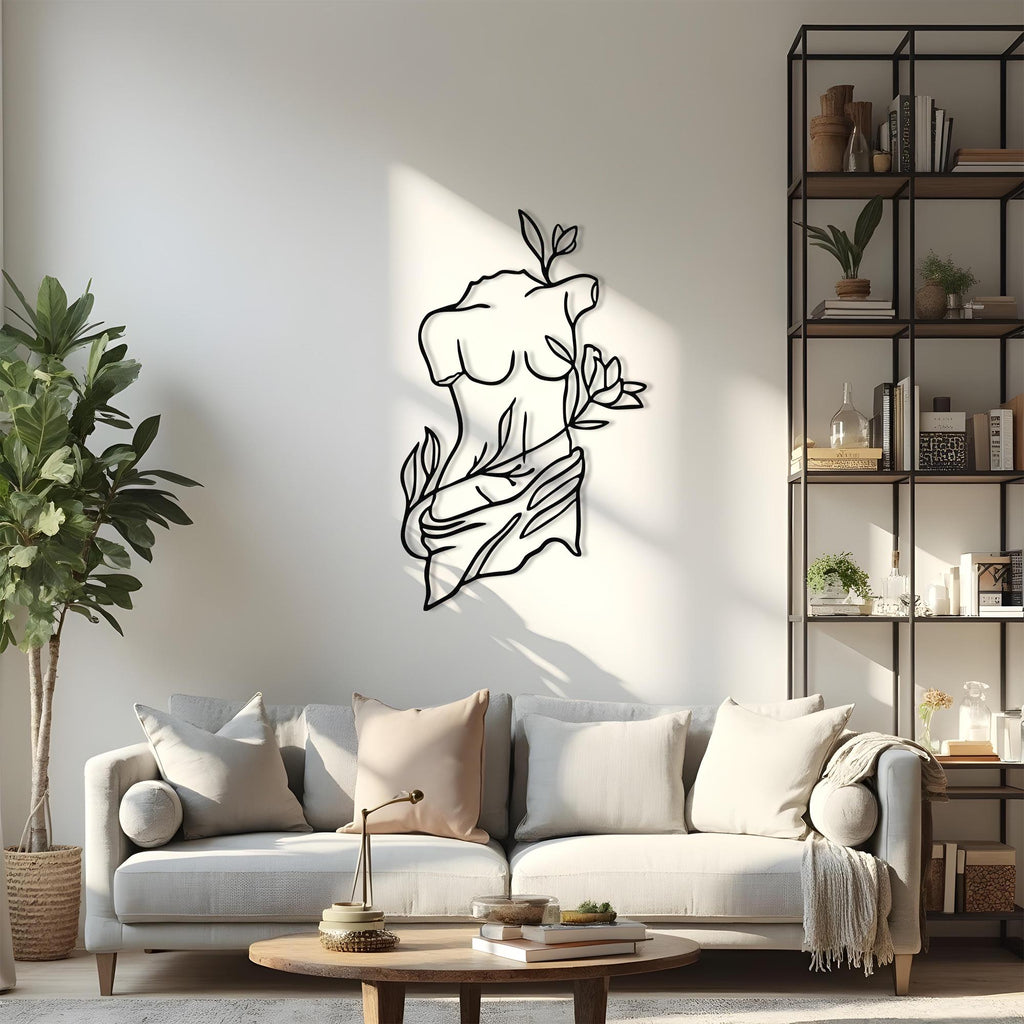 Lineart Woman Metal Wall Decor, Line Art Metal Wall Decor, indoor Outdoor Decor